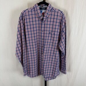 Wrangler George Strait Cowboy Cut Mens Red White Blue Plaid Western Shirt XL